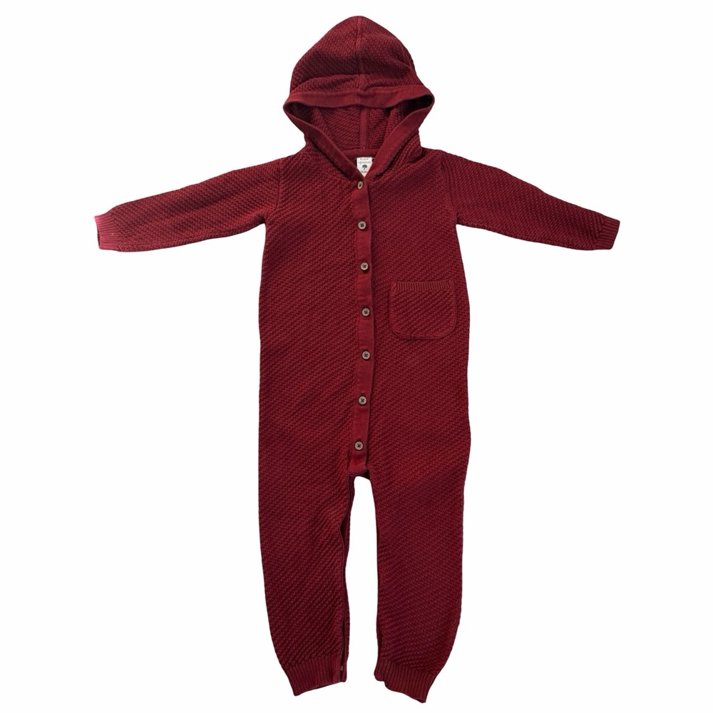 Kate Quinn Organic Cotton Hooded Jumpsuit Red 18-24M
